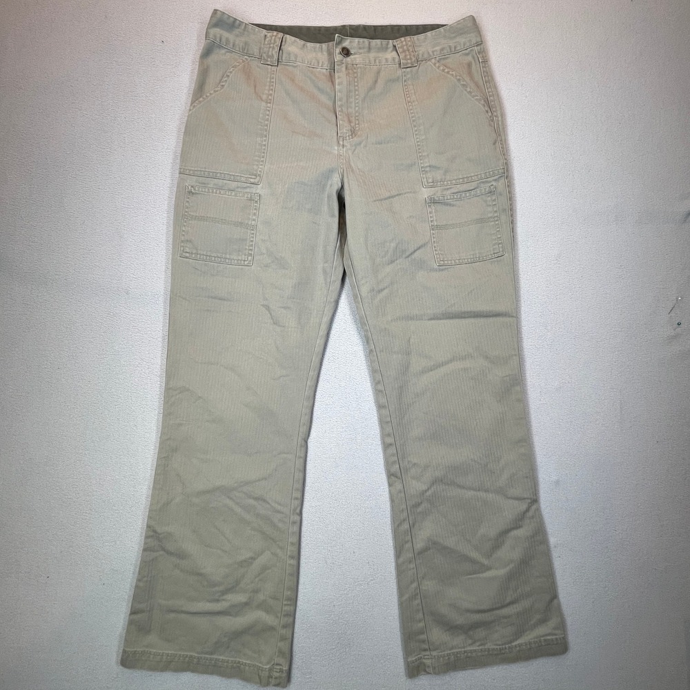 The North Face Womens Khaki Herringbone Cargo Utility Pants Size 14 Tan Straight